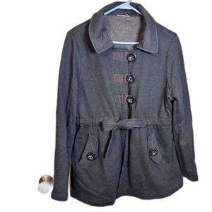Liz Lange for Target Maternity Gray Sweatshirt Coat Drawstring Waist XXL